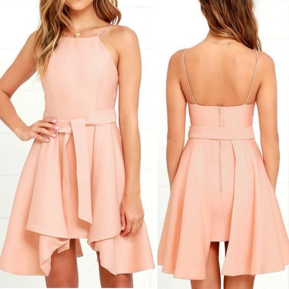 C/MEO COLLECTIVE Two Can Win Peach Dress Waist Tie NEW Medium